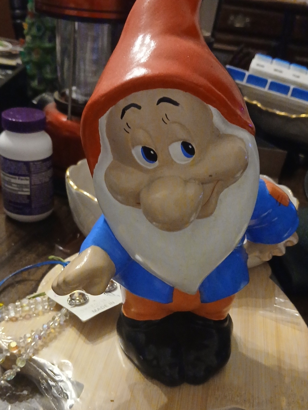 Red-Hat Garden Gnome Statue - Blue Coat, Orange Pants
